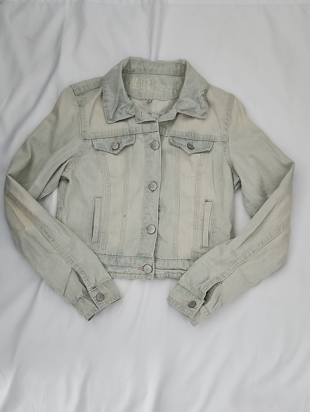 Wallflower Faded Light Gray Denim Jean Jacket - Women's